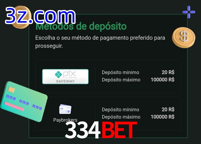 O cassino 334BET oferece uma grande variedade de métodos de pagamento
